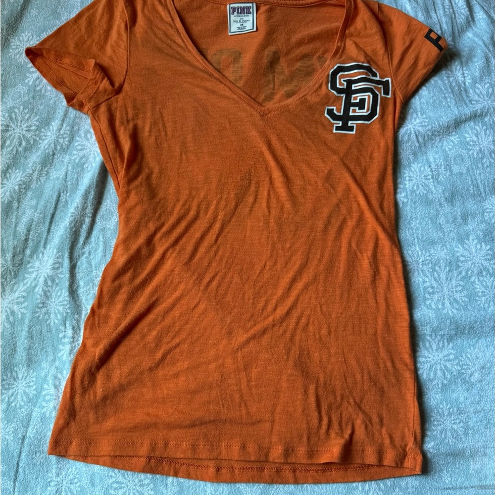 PINK Victoria's Secret Orange Fitted Short Sleeve Tee